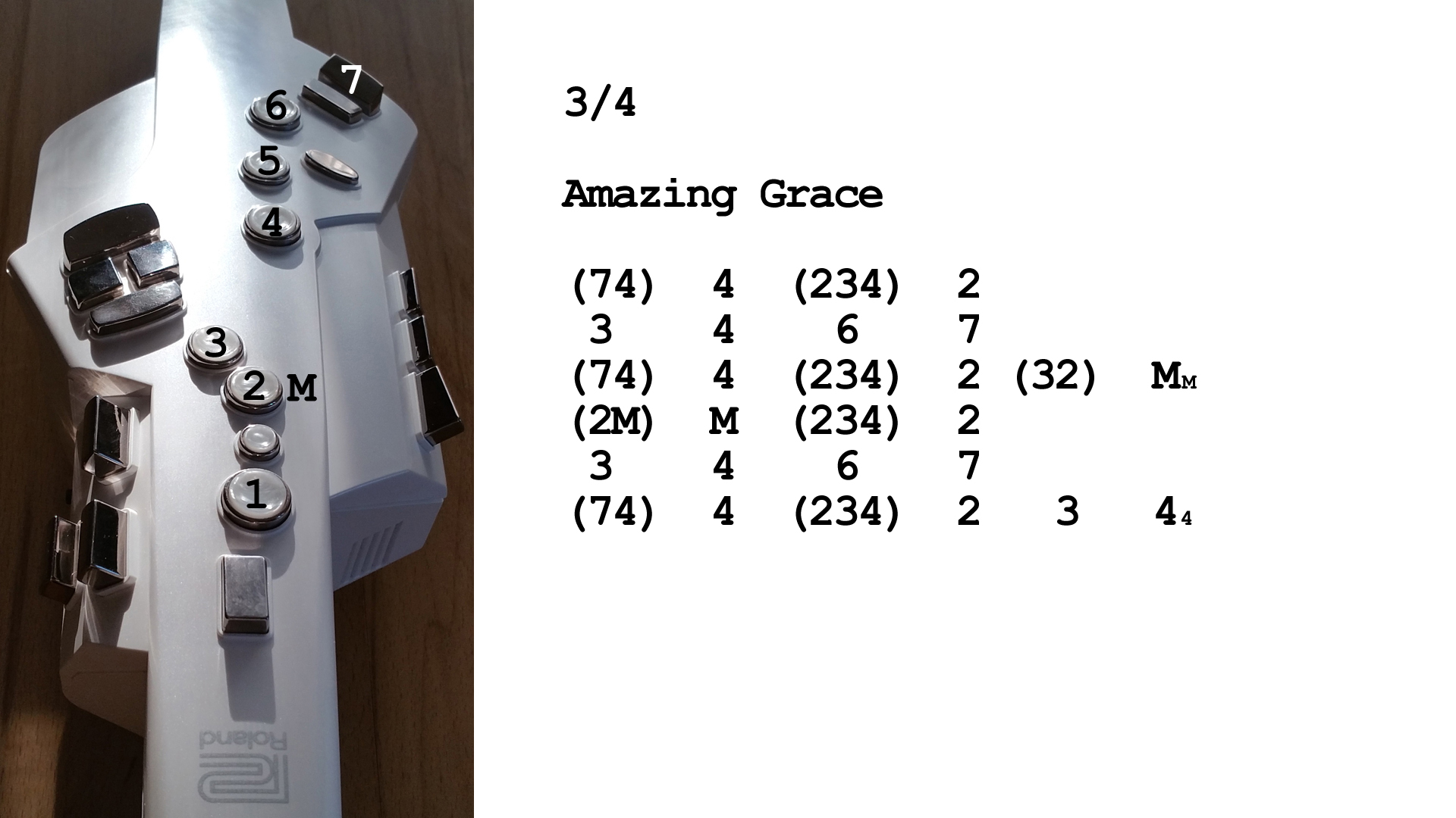 Aerophone spielen lernen nach Zahlen: Amazing Grace