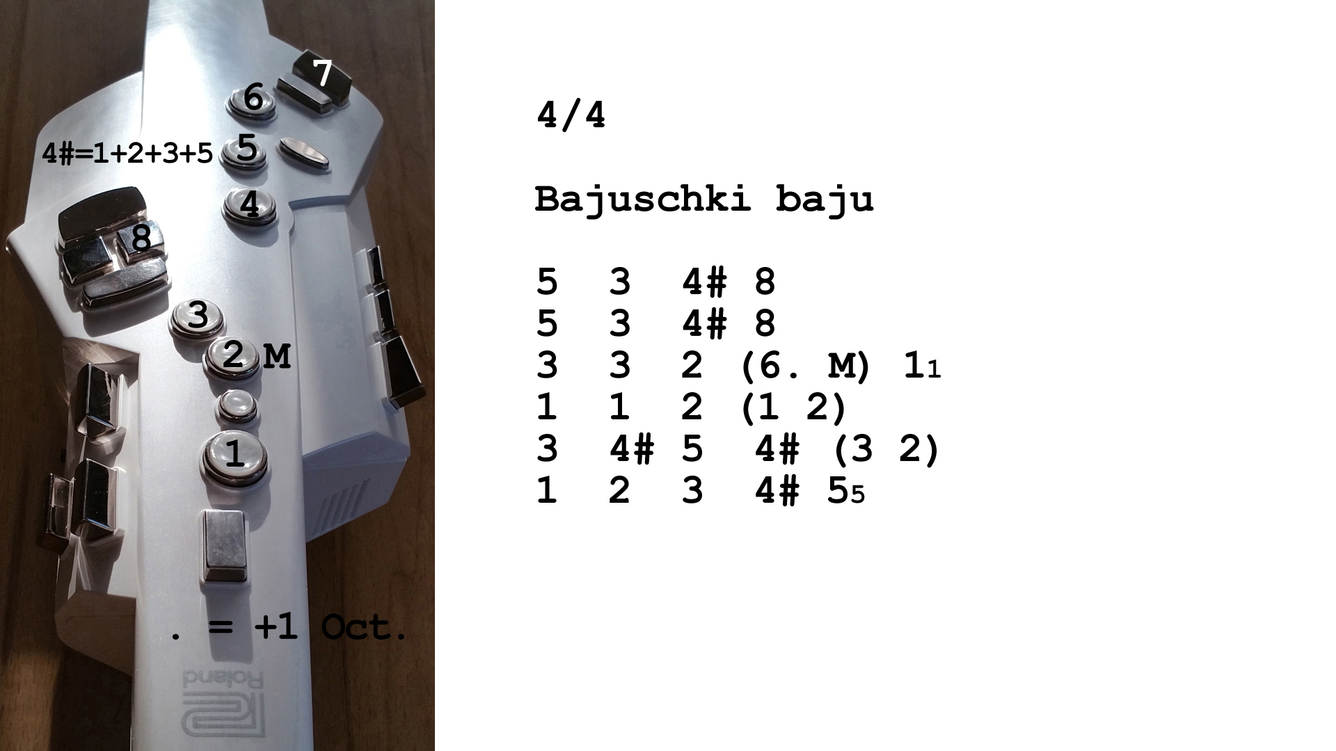 Aerophone spielen lernen nach Zahlen: Bajuschki baju