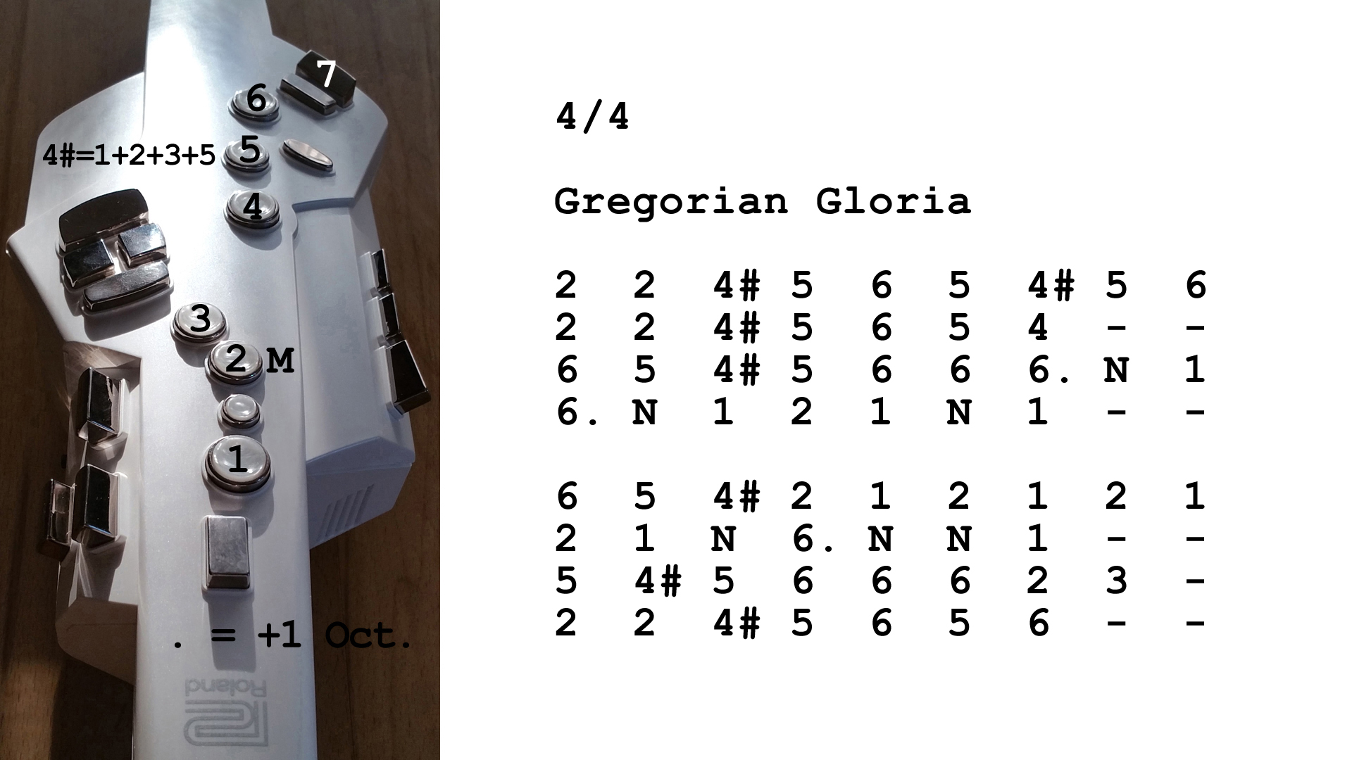 Aerophone spielen lernen nach Zahlen: Gregorian Gloria