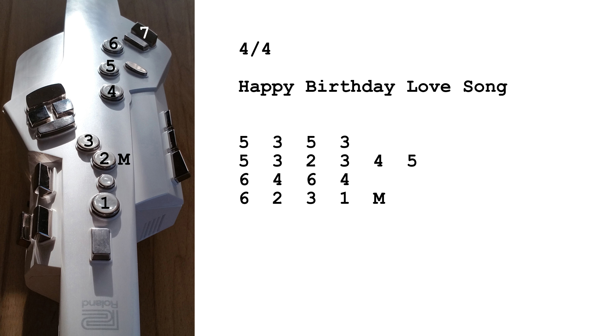 Aerophone spielen lernen nach Zahlen: Happy Birthday Love Song