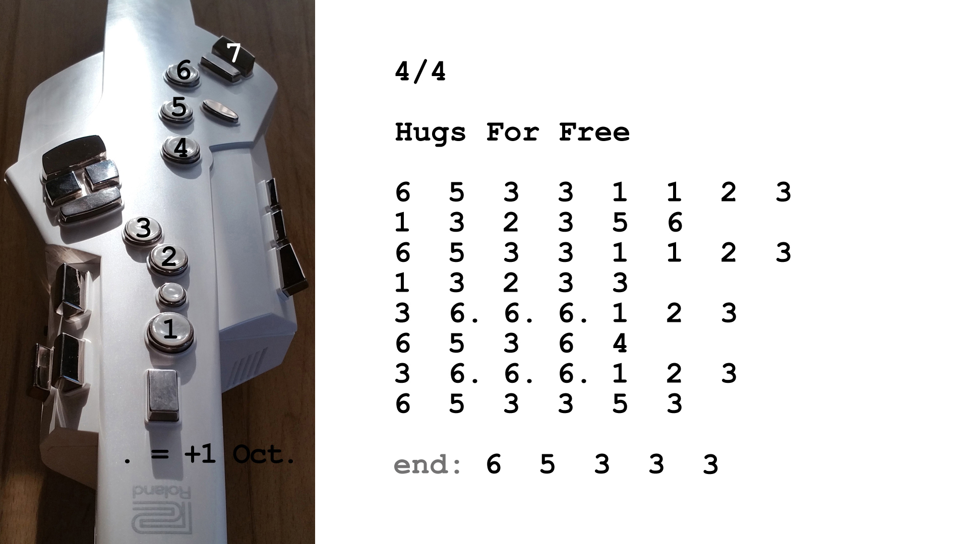 Aerophone spielen lernen nach Zahlen: Hugs For Free