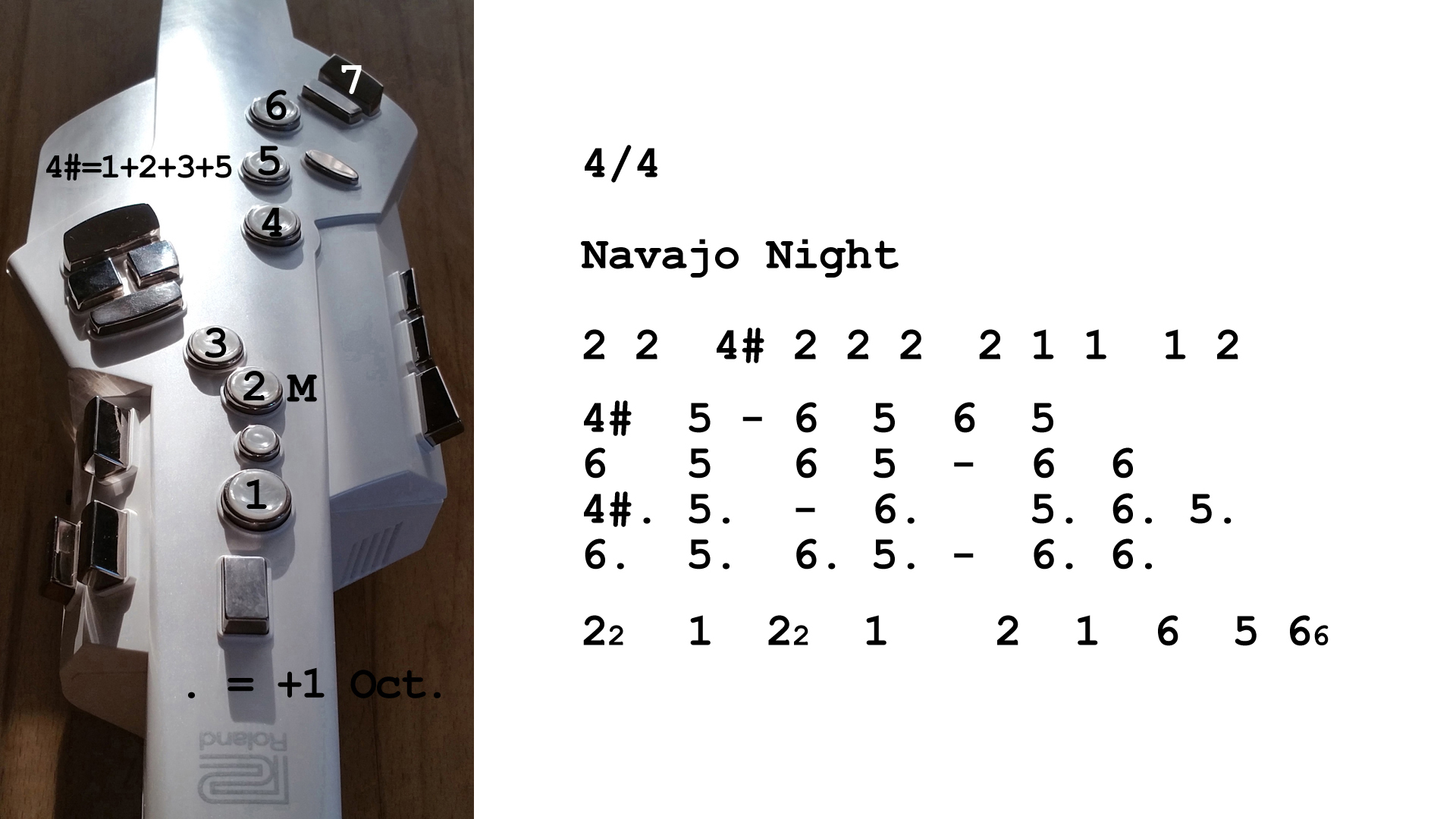 Aerophone spielen lernen nach Zahlen: Navajo Night