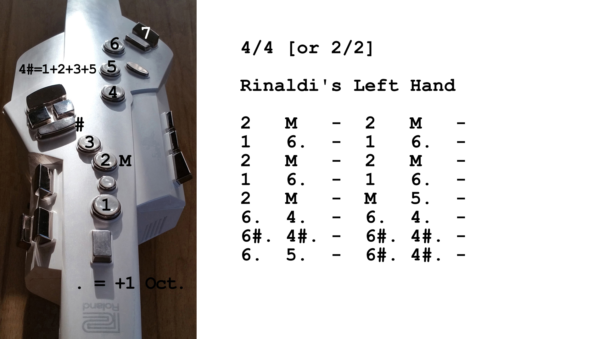 Aerophone spielen lernen nach Zahlen: Rinaldi's Left Hand