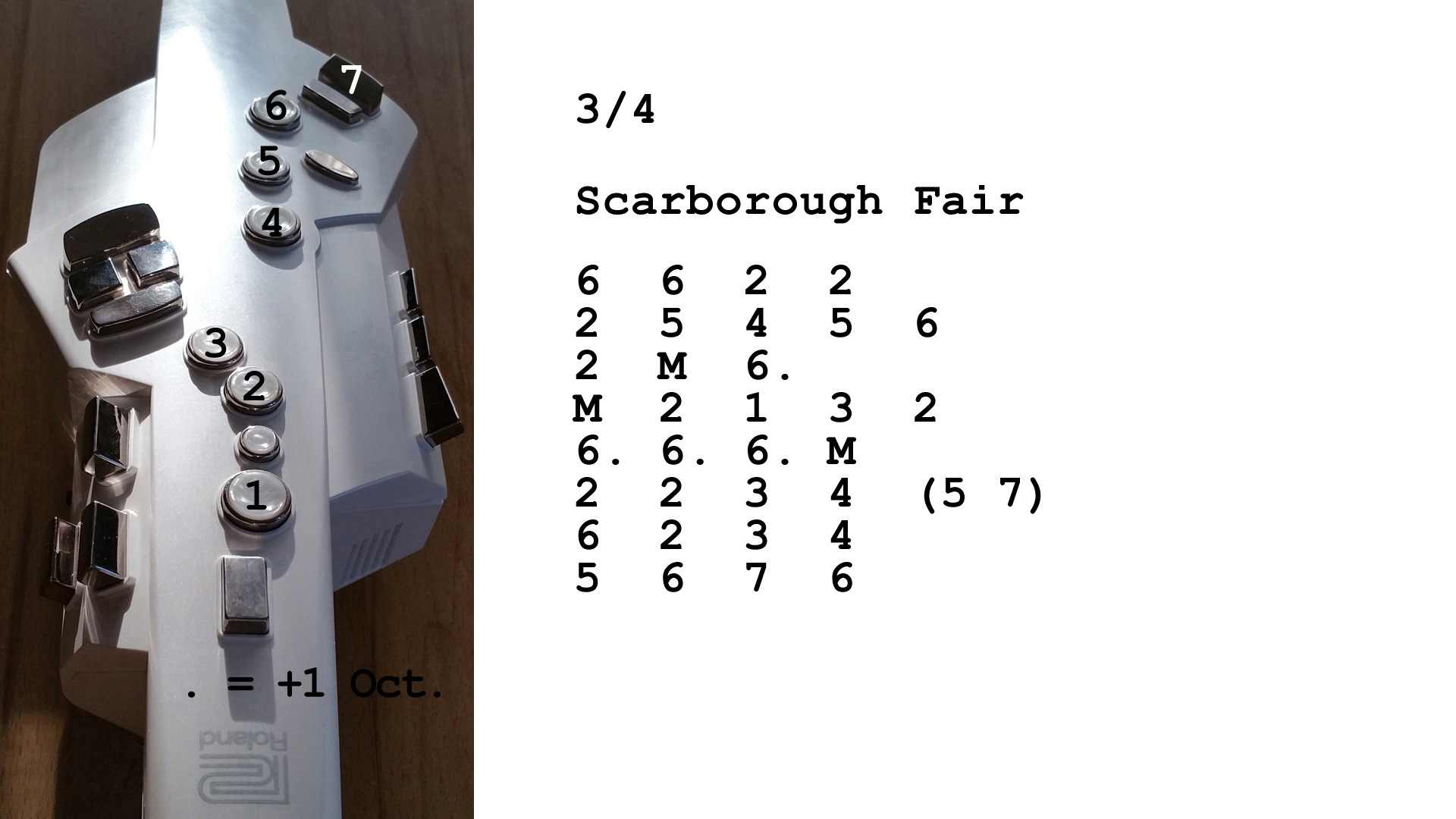 Aerophone spielen lernen nach Zahlen: Scarborough Fair