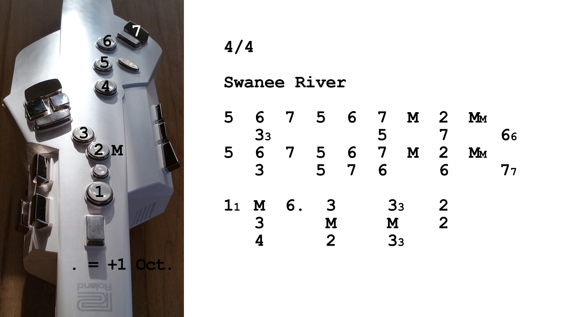 Aerophone spielen lernen nach Zahlen: Swanee River