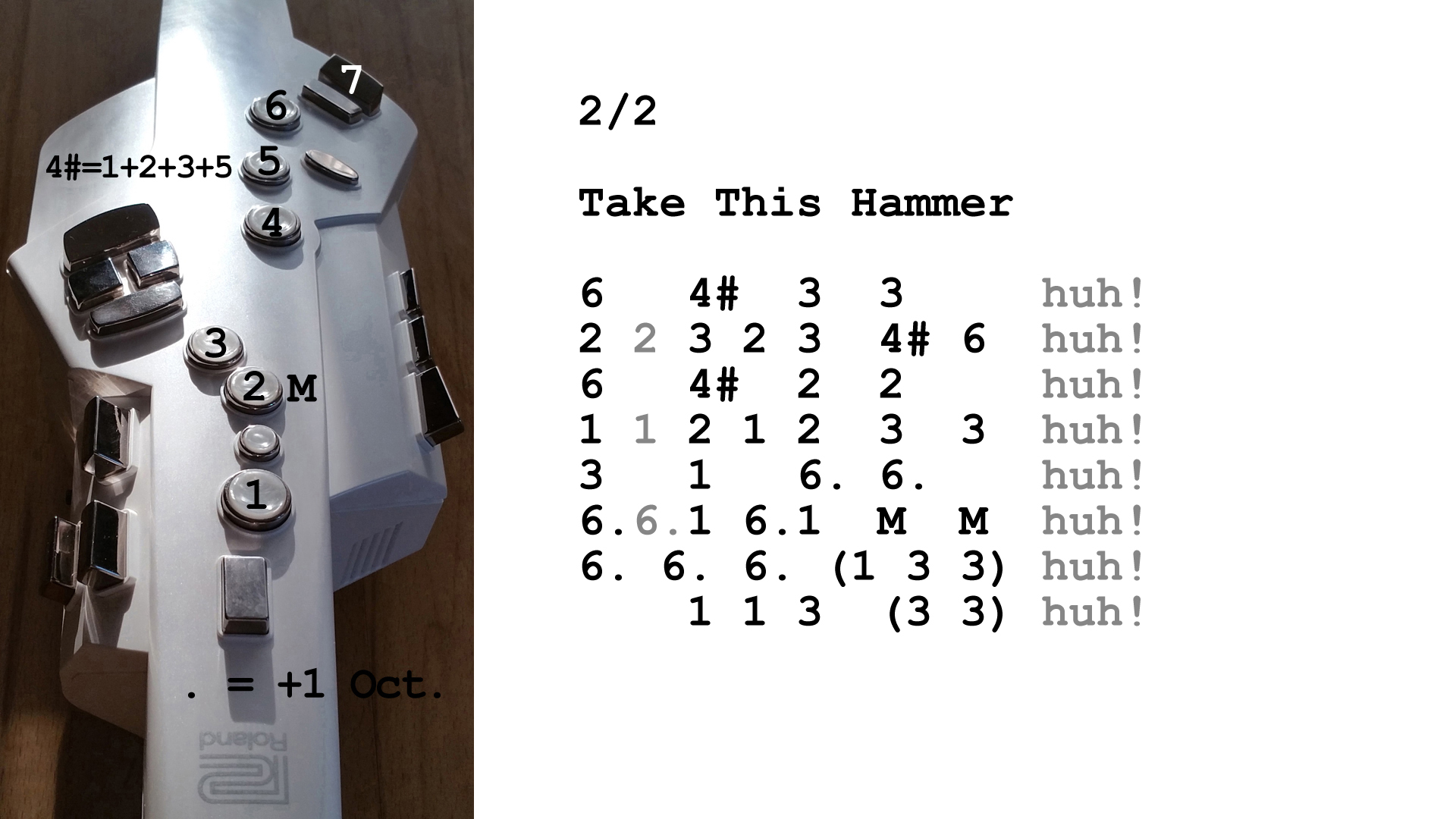 Aerophone spielen lernen nach Zahlen: Take This Hammer