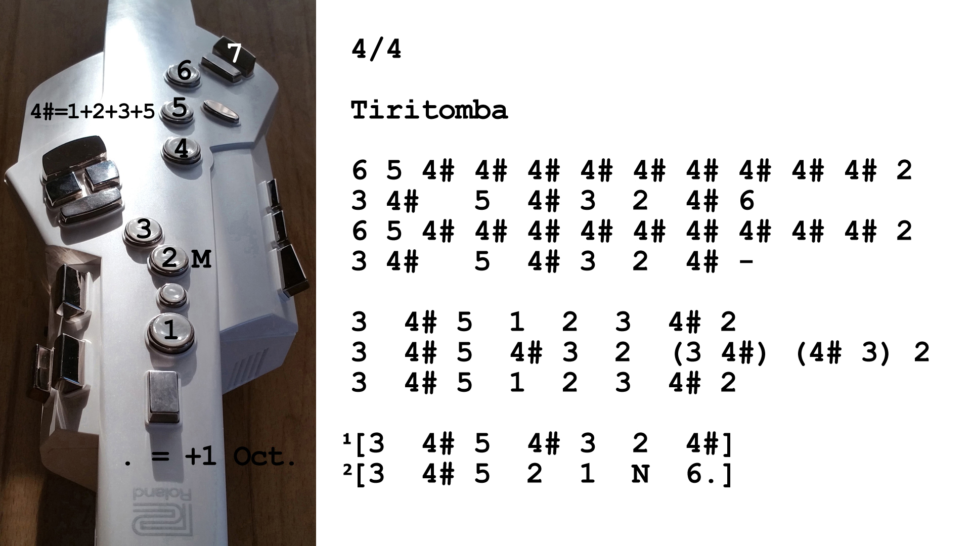 Aerophone spielen lernen nach Zahlen: Tiritomba