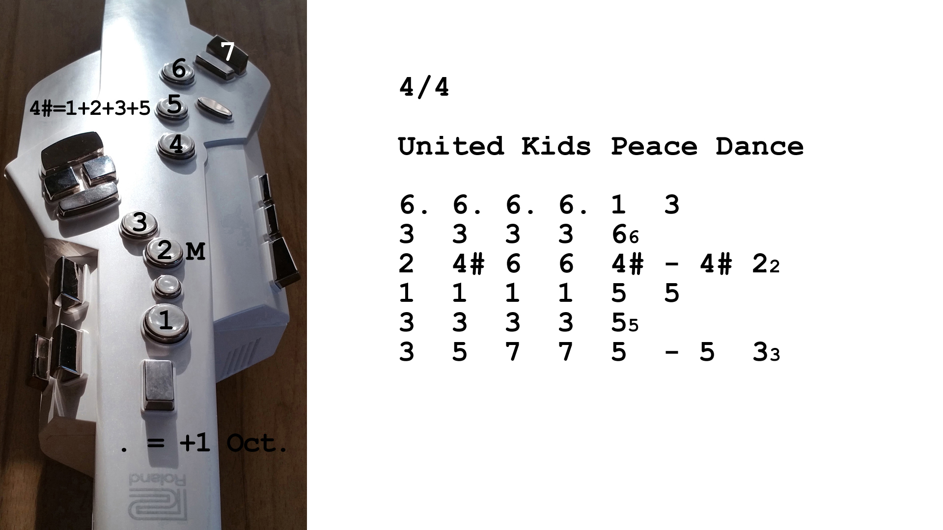 Aerophone spielen lernen nach Zahlen: United Kids Peace Dance