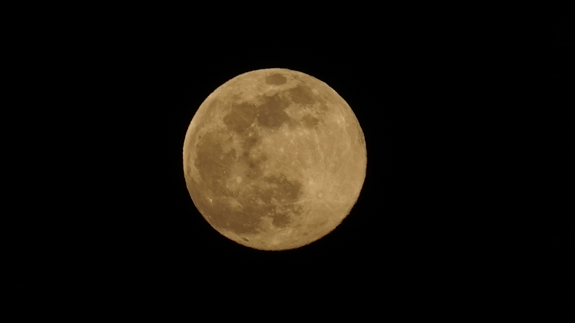 Fotostrecke Mond, Abbildung 20: Vollmond vor Ostern in maximaler Erdnähe ("Oster-Supermond" vom 07.04.2020 über Wien)